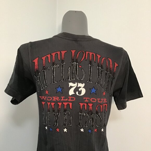 Affliction American Customs Live Fast Deep V-Neck T-Shirt Size L - Picture 5 of 12